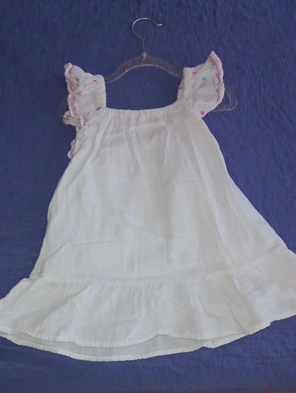 Cat & Jack White Sundress with Neon Pom Accents